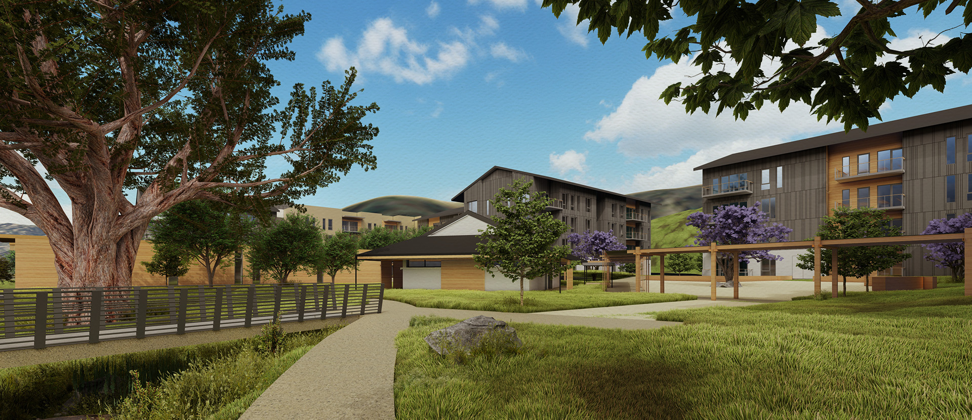 rendering of Zendo meditation hall at Enso Verde in simi valley, california